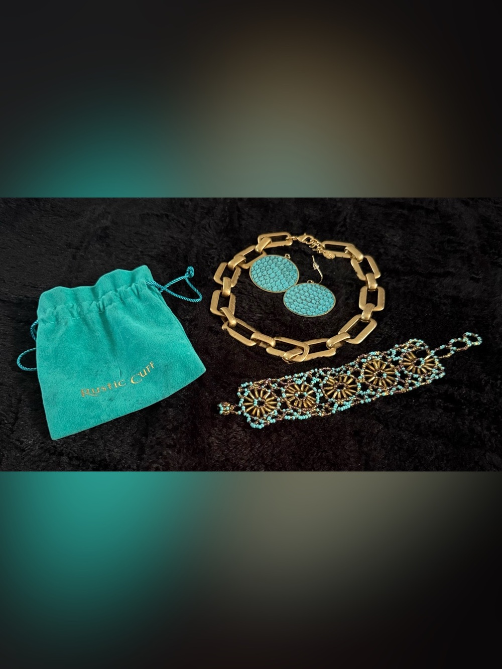 Wild Grace Jewelry Bundle Rustic Cuff Zara Turquoise Brass Beading